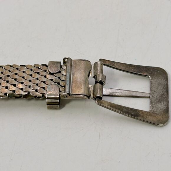 SILVER TONE metal belt 36”-38” adjustable single pin mesh - Picture 12 of 12